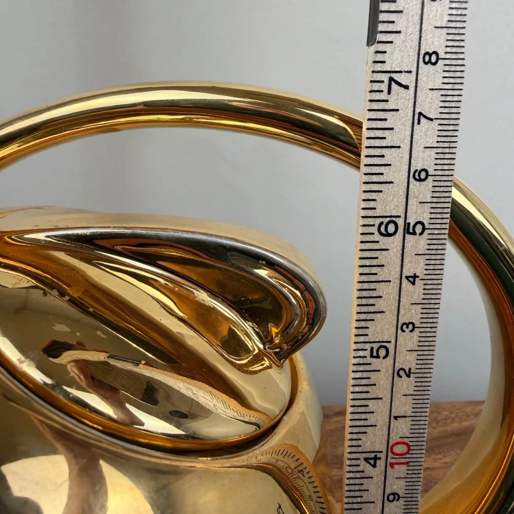 Vintage Hall China Airflow Teapot 22K Gold Flash 3111 Mid Century Modern Gold
